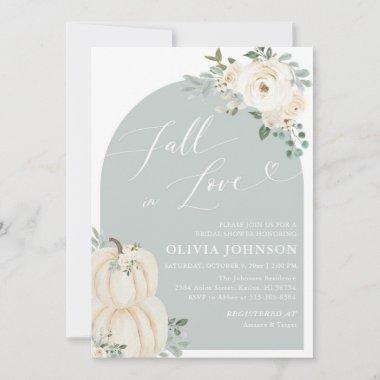 White Pumpkin Fall in Love Bridal Shower Invite