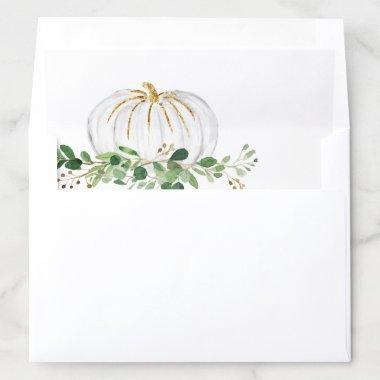 White Pumpkin Greenery Floral Bridal Shower Envelope Liner