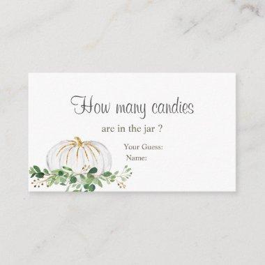 White Pumpkin Greenery Floral How Many Candies Enclosure Invitations
