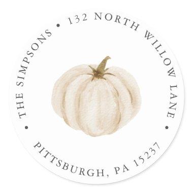 White Pumpkin Return Address Classic Round Sticker