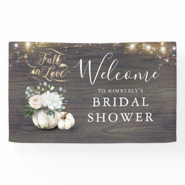 White Pumpkin Rustic Fall Bridal Shower Welcome Banner