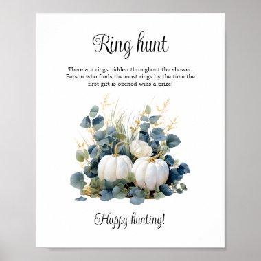 White pumpkins Fall Ring Hunt Bridal Shower Game Poster