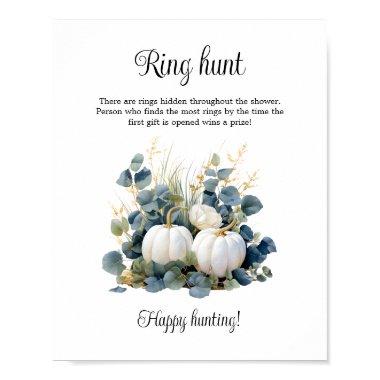 White pumpkins Fall Ring Hunt Bridal Shower Game Poster