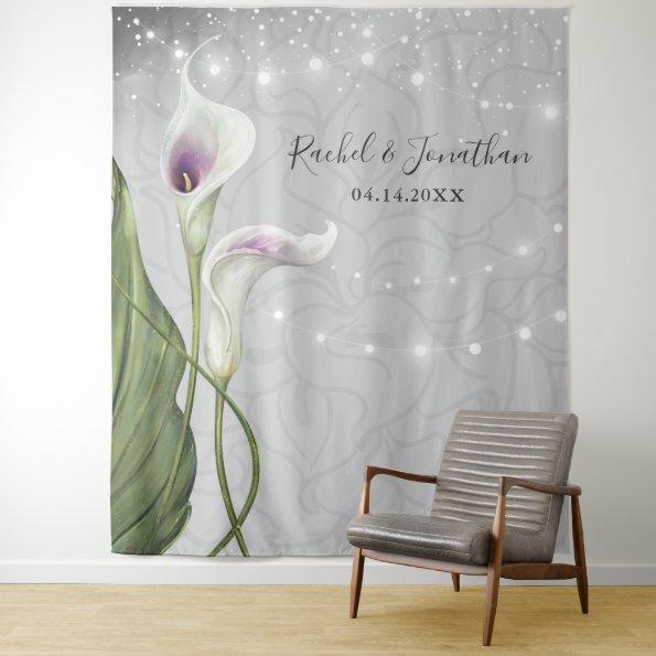 White Purple Calla Lily Photo Backdrop Tapestries