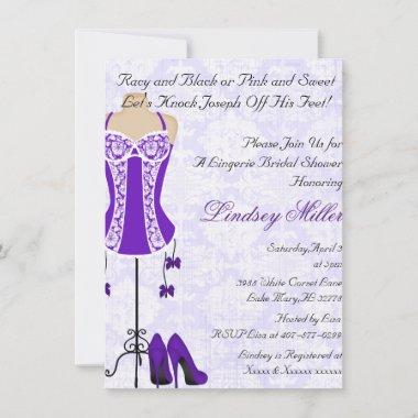 White & Purple Lingerie Bridal Shower Invite