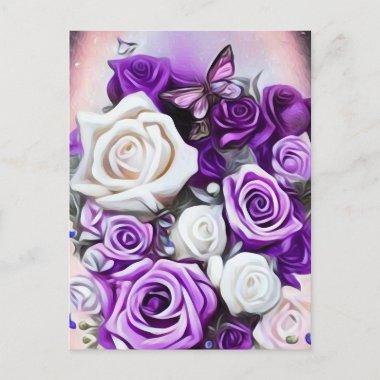White & Purple Roses PostInvitations