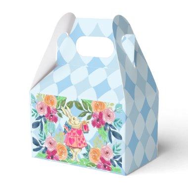 White Rabbit in Wonderland blue argyle Favor Boxes