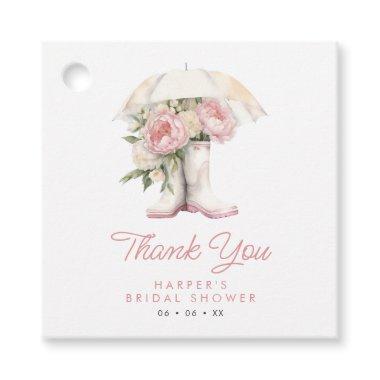 White Rain Boots & Pink Peonies  Favor Tags