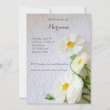 White ranunculus on textured paper Invitations