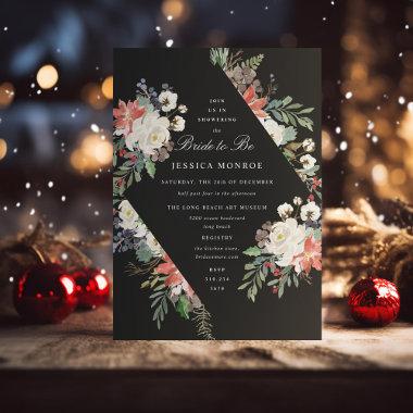 White Red Green Holiday Christmas Bridal Shower Invitations