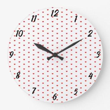 White Red Heart Patterns Valentine's Day Gift Cool Large Clock