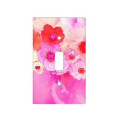 WHITE RED PINK ROSES AND WHITE ANEMONE FLOWERS LIGHT SWITCH COVER