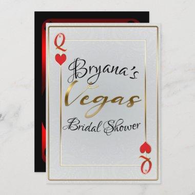 White & Red Queen of Hearts Vegas Bridal Shower Invitations