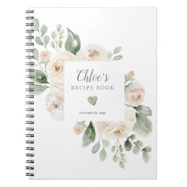 White Rose Botanical Bridal Shower Recipe Book