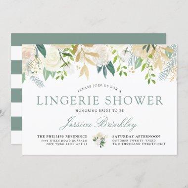 White Rose Bouquet | Floral Lingerie Shower Invitations