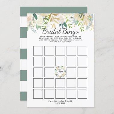 White Rose Bridal Shower Bingo Game Invitations