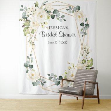 White Rose Bridal Shower Chic Photo Booth Backdrop