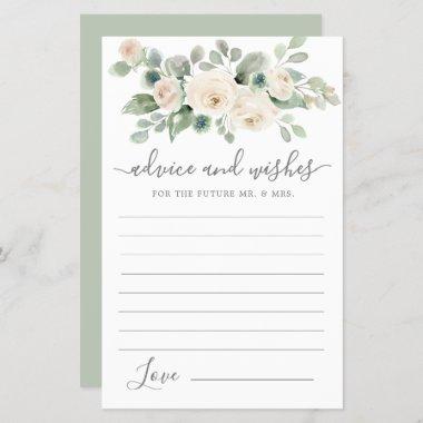 White Rose Floral Greenery Advice and Wishes Invitations
