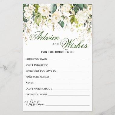 White Rose Floral Greenery Well Wishes Advice Card