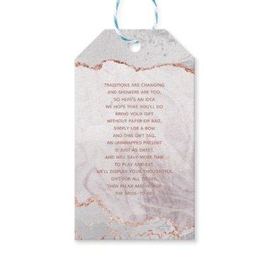 White & Rose Gold Agate Gilt Bridal Display Shower Gift Tags