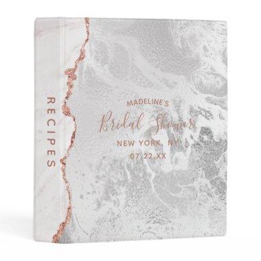 White & Rose Gold Agate Gilt Bridal Shower Recipe Mini Binder