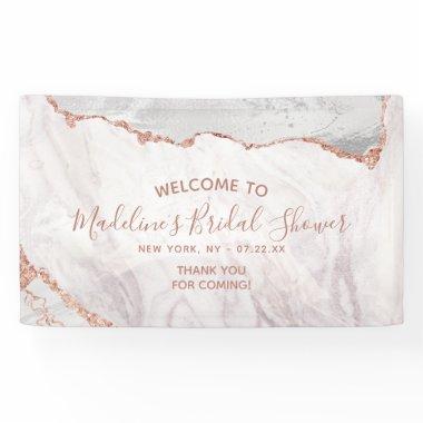 White & Rose Gold Agate Gilt  Welcome Banner