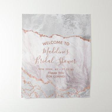 White & Rose Gold Agate Gilt Bridal Shower Welcome Tapestry