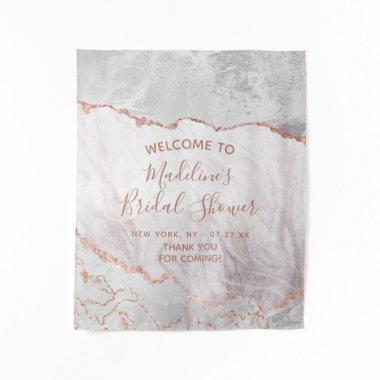 White & Rose Gold Agate Gilt Bridal Shower Welcome Tapestry