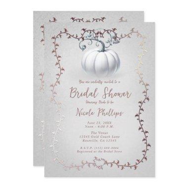 White & Rose Gold Storybook White Pumpkin Bridal
