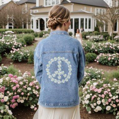 White Rose Peace Symbol Denim Jacket