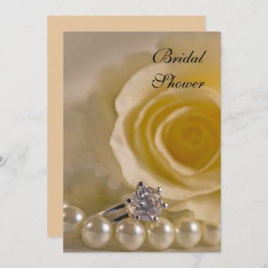 White Rose, Pearls and Ring Bridal Shower Invitations