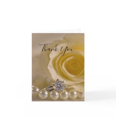 White Rose, Ring and Pearls Wedding Thank You