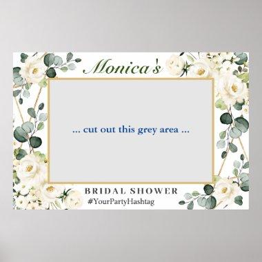 White Roses Eucalyptus Bridal Shower Photo Prop P Poster