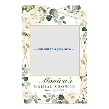 White Roses Eucalyptus Bridal Shower Photo Prop Poster