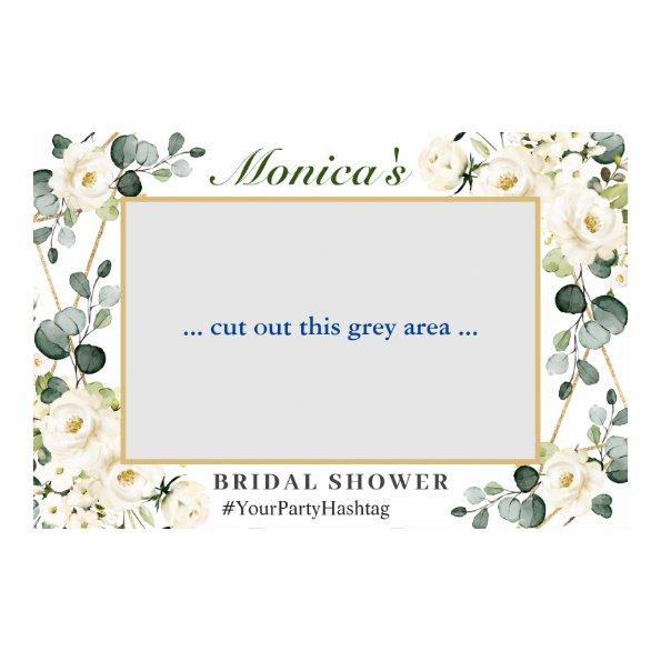 White Roses Eucalyptus Bridal Shower Photo Prop Poster