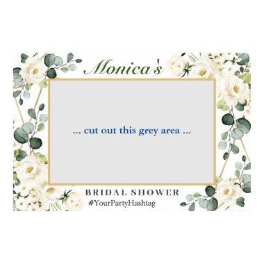 White Roses Eucalyptus Bridal Shower Photo Prop Poster