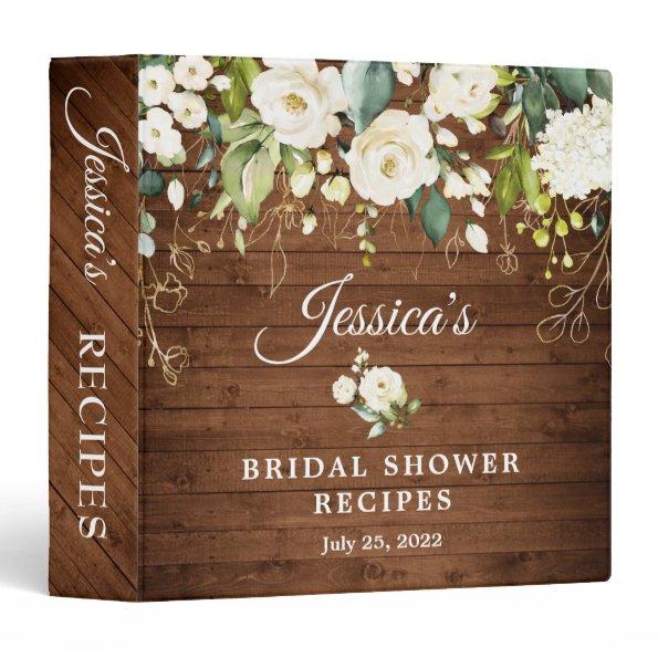 White Roses Floral Bridal Shower Recipe Binder