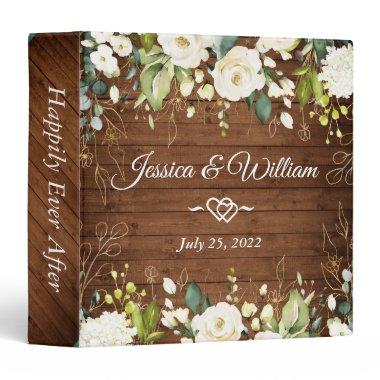 White Roses Floral Greenery Custom Wedding Binder