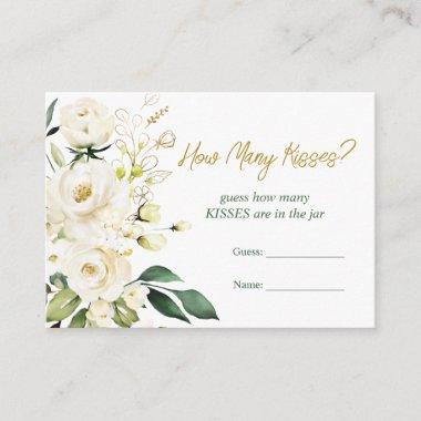 White Roses Greenery Bridal Guess How Many Kisses Enclosure Invitations