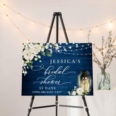 White Roses Lantern Blue Wood Bridal Shower Foam Board