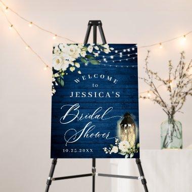 White Roses Lantern Blue Wood Bridal Shower Foam Board