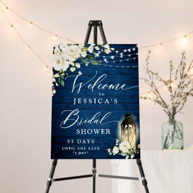 White Roses Lantern Blue Wood Bridal Shower Foam Board