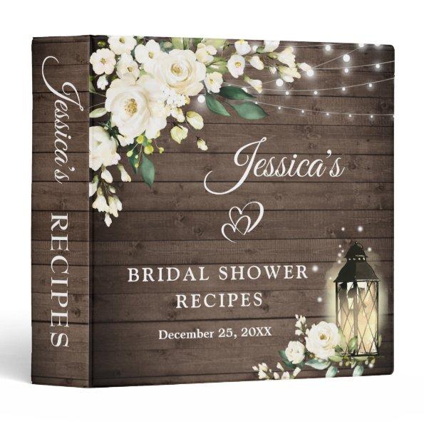 White Roses & Lantern Bridal Shower Recipe Binder