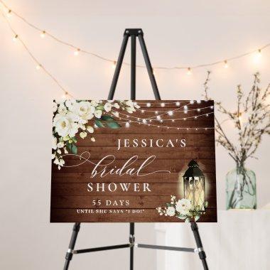 White Roses Lantern Brown Wood Bridal Shower Foam Board