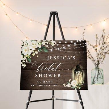 White Roses Lantern Brown Wood  Foam Board
