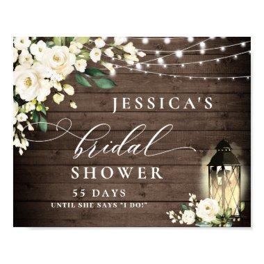White Roses Lantern Brown Wood  Poster
