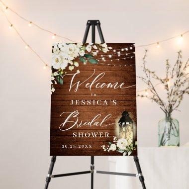 White Roses Lantern Rustic Wood Bridal Shower Foam Board