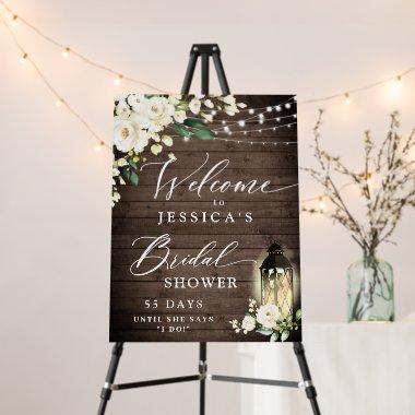 White Roses Lantern Rustic Wood Bridal Shower Foam Board