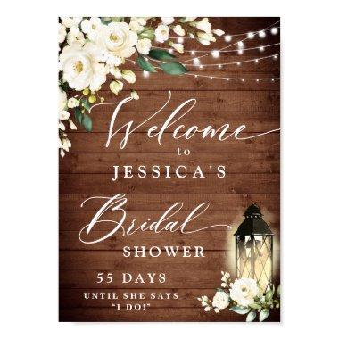 White Roses Lantern Rustic Wood  Poster