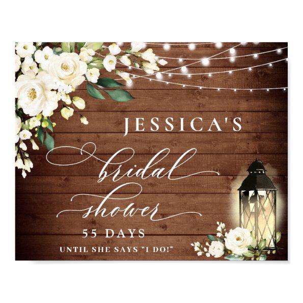 White Roses Lantern Rustic Wood  Poster
